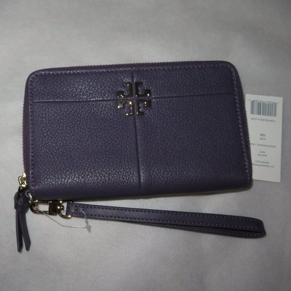 Tory Burch Wristlet In Nightshade Leather - Picture 3 of 12
